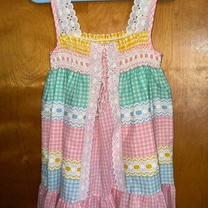 Colorful Gingham Lace Dress